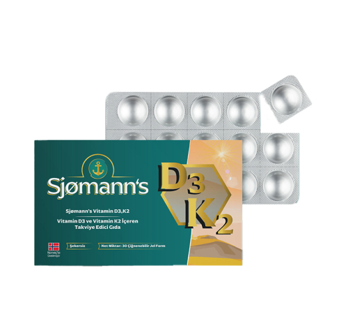 Sjomann’s Vitamin D3 ve K2 İçeren Takviye Edici Gıda 30 Adet Çiğnenebilir Jel Form - EasyVit