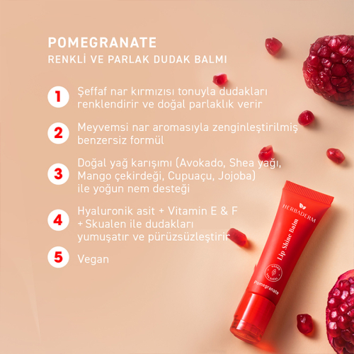 Herbaderm Lip Shine Balm - Pomegranate 10 ml - 7