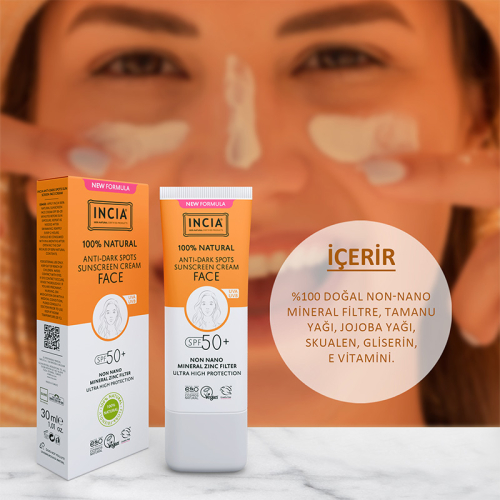 INCIA %100 Doğal Spf 50 Leke Karşıtı Yüz Kremi 30 ml - 8
