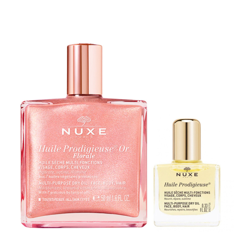 Nuxe Huile Prodigieuse OR Pembe Parıltılı Çiçeksi Çok Amaçlı Kuru Yağ Seti - Nuxe