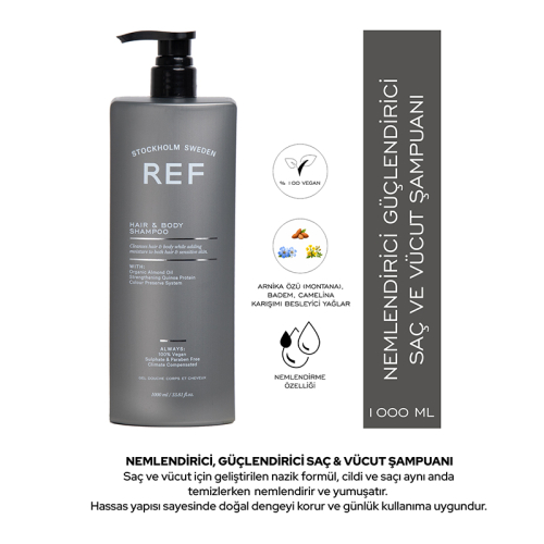 REF Hair Body Nemlendirici Saç ve Vücut Şampuanı 1000 ml - 2