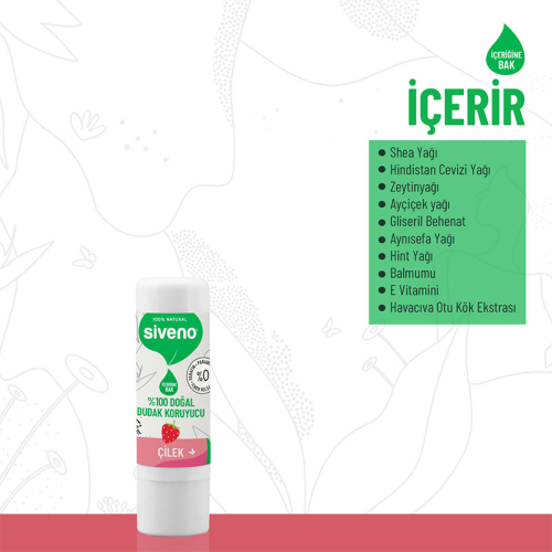 Siveno %100 Doğal Dudak Koruyucu Çilekli 6 gr - 3
