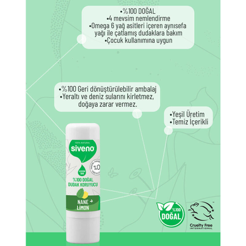 Siveno Doğal Dudak Koruyucu Nane ve Limon 6 gr - 8
