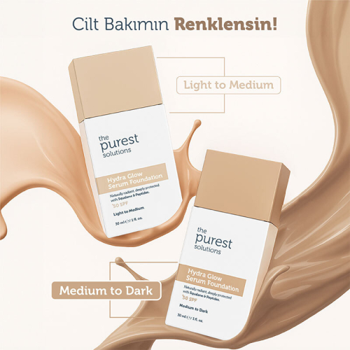 The Purest Solutions Hydra Glow Nemlendirici Serum Fondöten SPF50+ 30 ml - Orta-Koyu Ton - 8