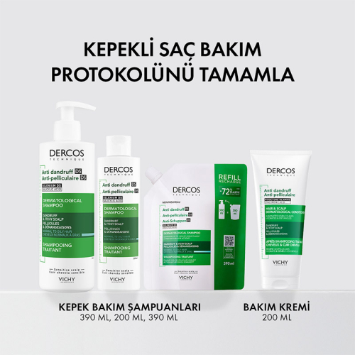 Vichy Dercos Anti Dandruff Kepek Karşıtı Şampuan 390 ml - Normal ve Yağlı Saçlar - Refill - 2