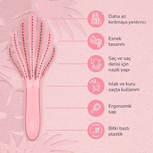 Wet Brush Go Green Kıvırcık Saçlara Özel Dolaşık Açıcı Saç Fırçası Pembe - 4