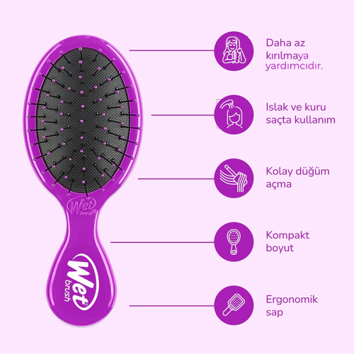 Wet Brush Mini Detangler Dolaşık Açıcı Saç Fırçası Mor - 4