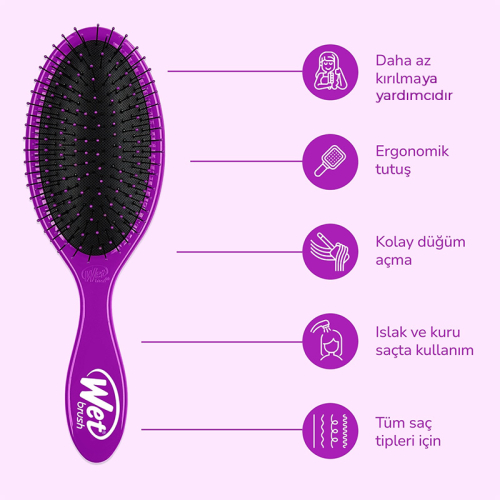 Wet Brush Original Detangler Dolaşık Açıcı Saç Fırçası - Mor - 3